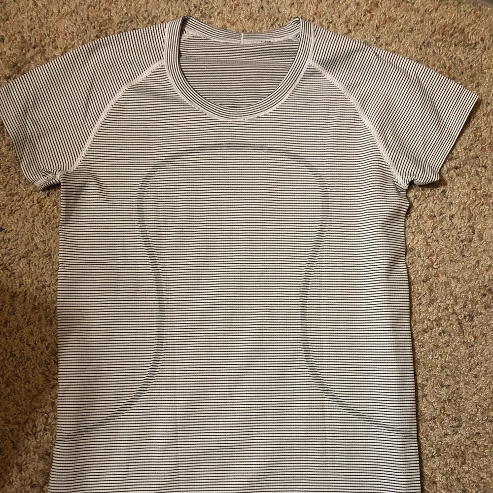 Lululemon shirt. White w/ black pinstripes. Medium